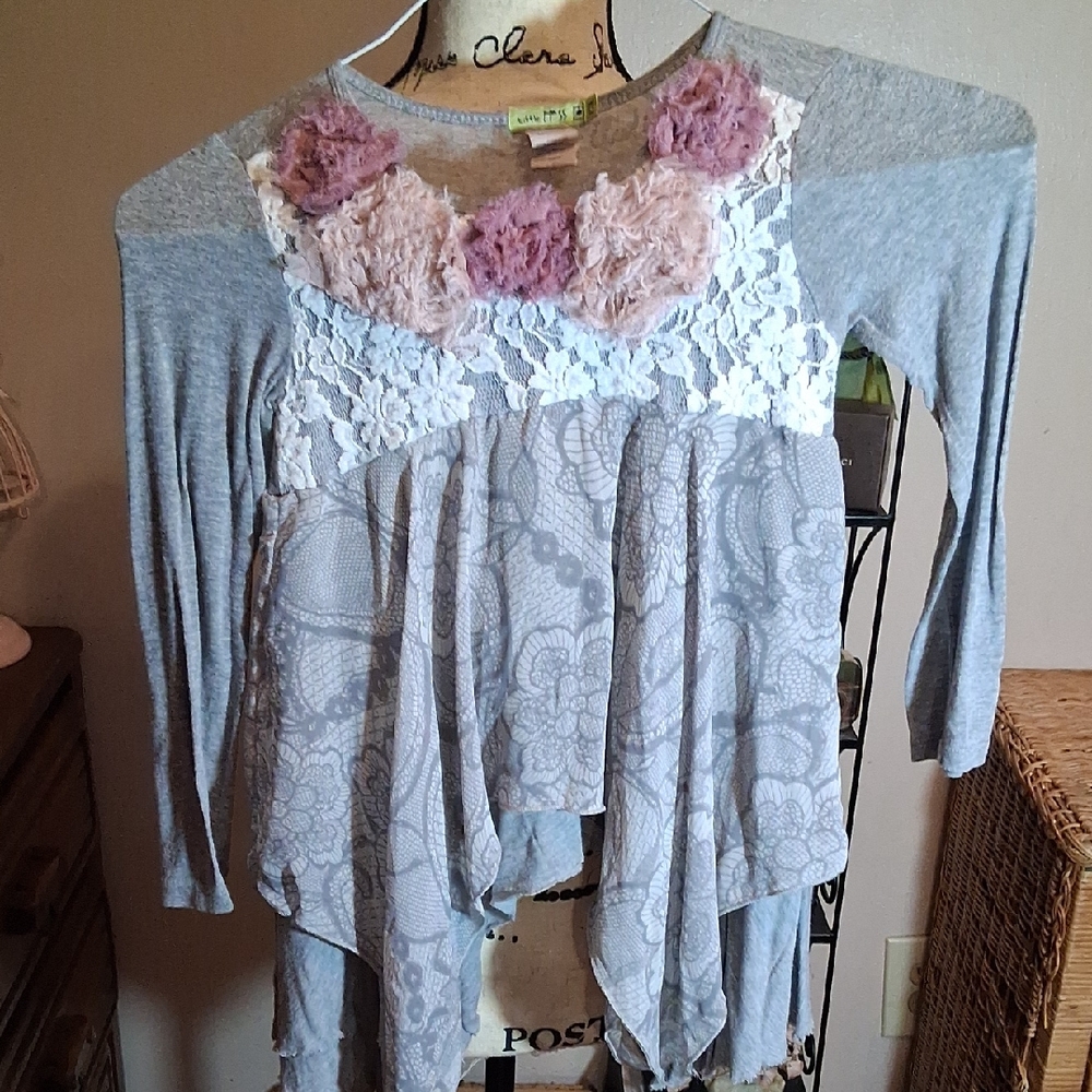 Little Mass Gray and Pink Top
